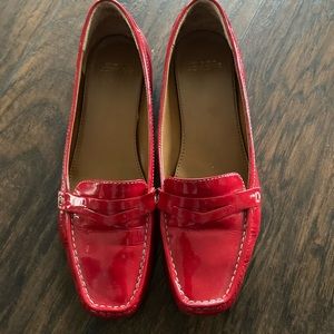 Joan David  patten leather loafer
